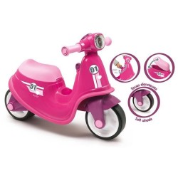 SMOBY Roze autopeddrager + stille wielen