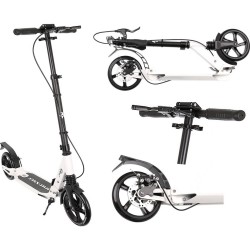 Kruzzel - Step voor volwassenen - Autoped - Vering - Schijf rem - 100kg - Vouwbaar - Grote wielen - Wit